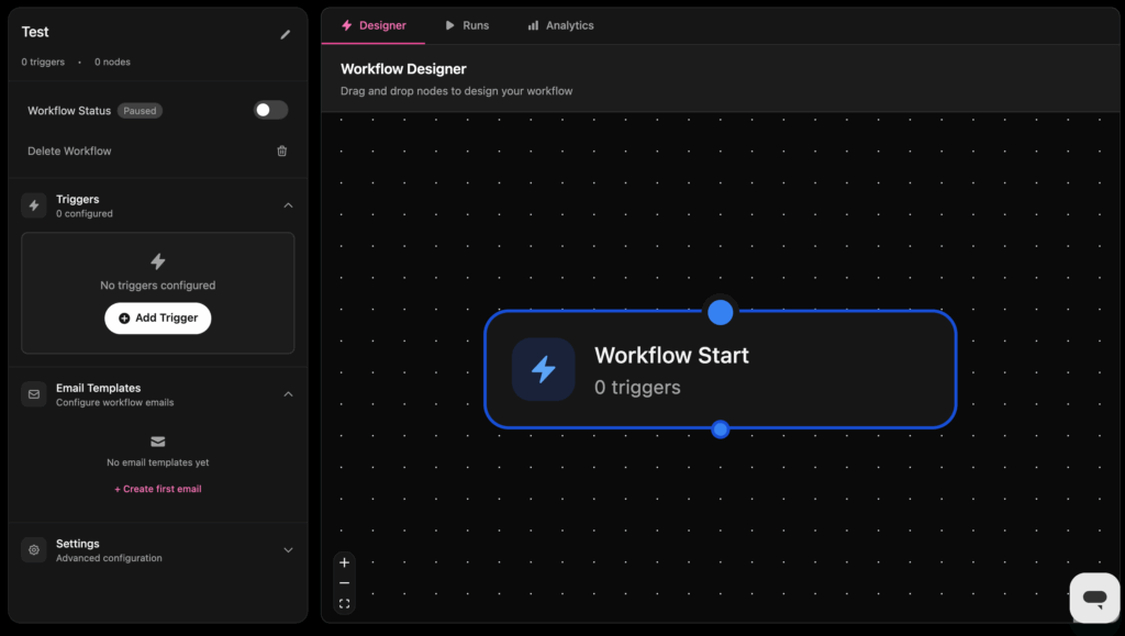 Workflow start page