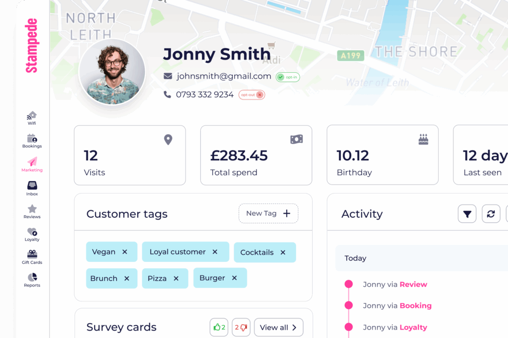Stampede customer profile example with AI insights